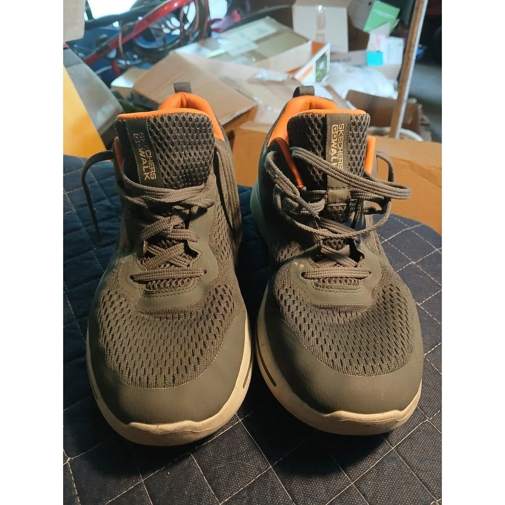 Skechers Go Walk Arch Fit Idyllic Men Sneakers 216116 Gray Orange Shoes Size 10